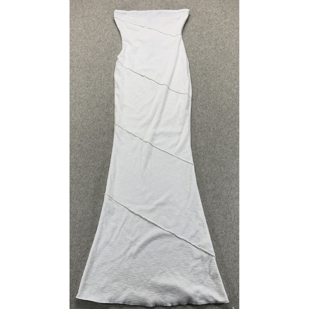Princess Polly Womens Bodycon Maxi Dress White Strapless Ribbed Vacation Chic 4 - Picture 1 of 5